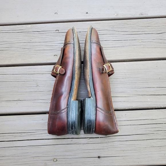Vintage 80s Allen Edmonds Montague Kiltie Monk Strap Brown  display picture 2
