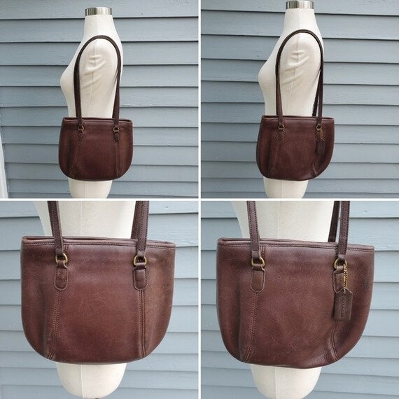 Vintage 90s Coach Brown Leather Framed Hinged Ope… - image 2