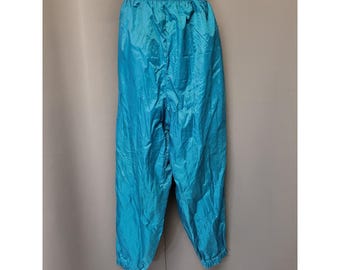 Bold Spirit Track Pants Teal Blue Nylon Crinkle Retro 90s XL