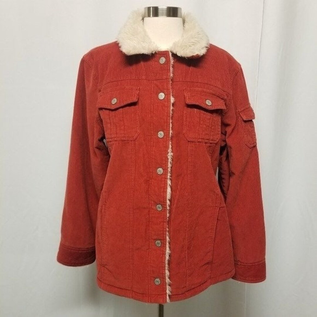 Vintage 90s y2k Guide Series Faux Faux Fur Fluffy Red Kurtka