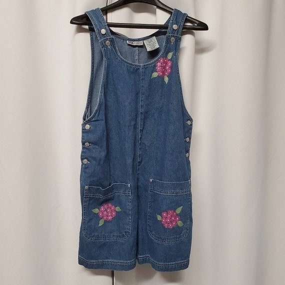 Vintage 90s Y2k Overall Denim Jean Shorts Shortal… - image 1