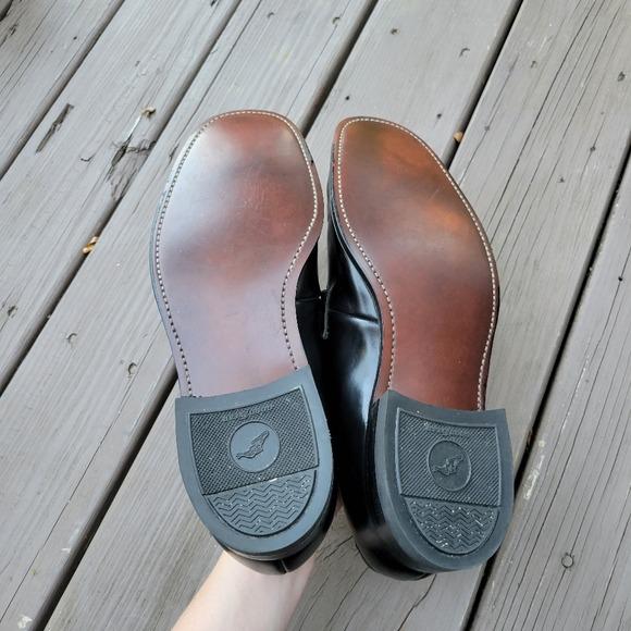 Vintage 60s Mason Shoes Black Leather Braided Vamp‎ Moc Toe Dress Loafers 11.5 Vintage 60s Mason Shoes Black Leather Braided Vamp Moc Toe  main image 3