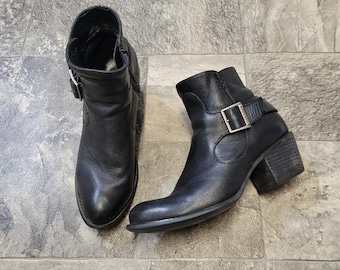 Botas vaqueras vintage Durango de cuero negro de 15 cm con arnés corto, años 90, talla Y2K, 8