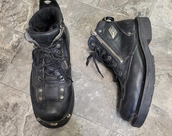 Vintage 90's Harley Davidson Motorcycles Black Leather Lace up