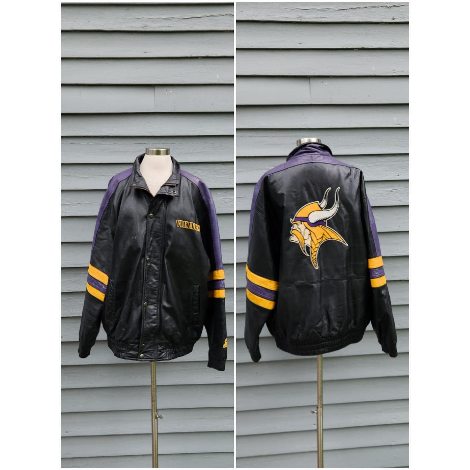 Minnesota Vikings Leather Jacket - Etsy