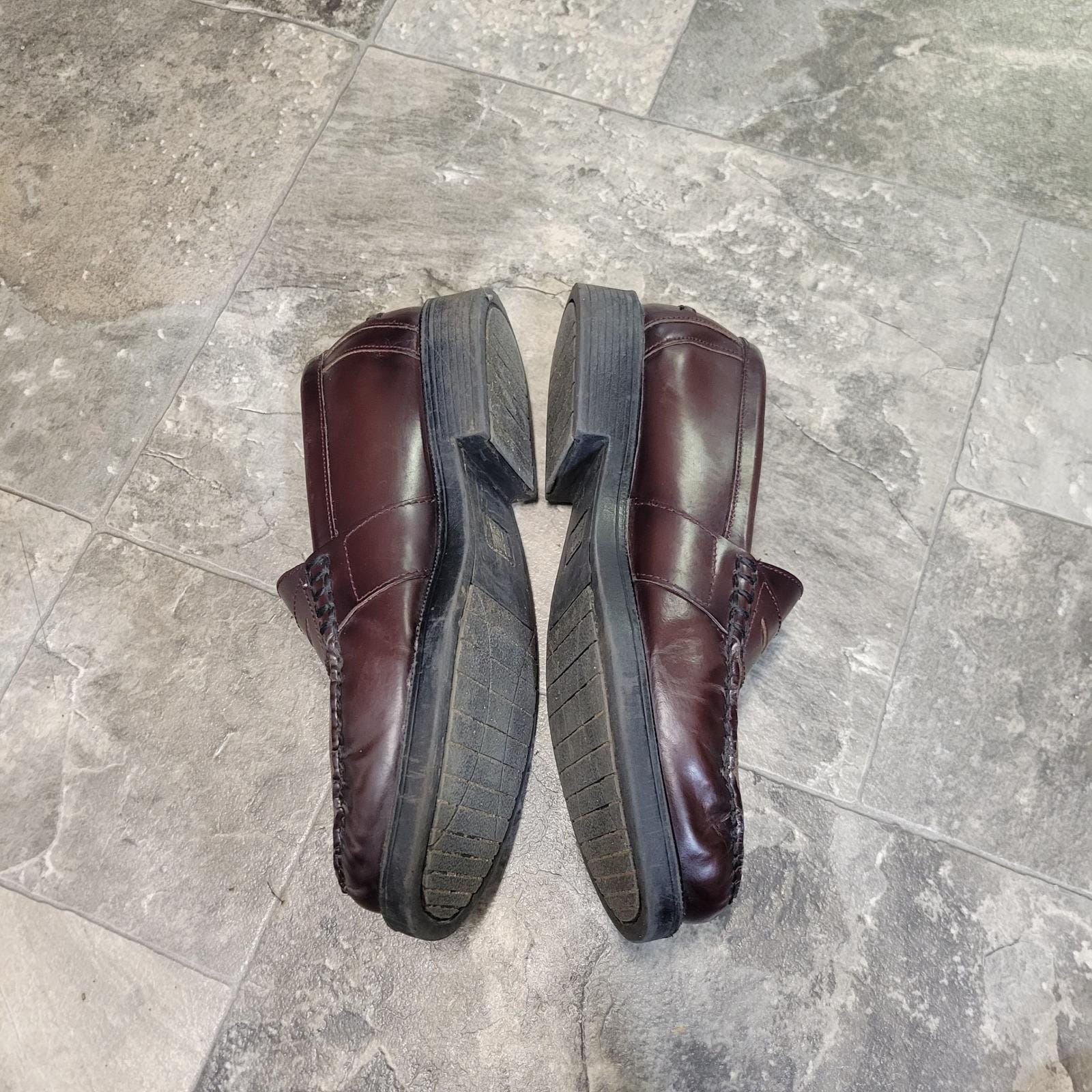 Vintage Nunn Bush Penny Loafers Burgundy Leather Moc Toe  display picture 2