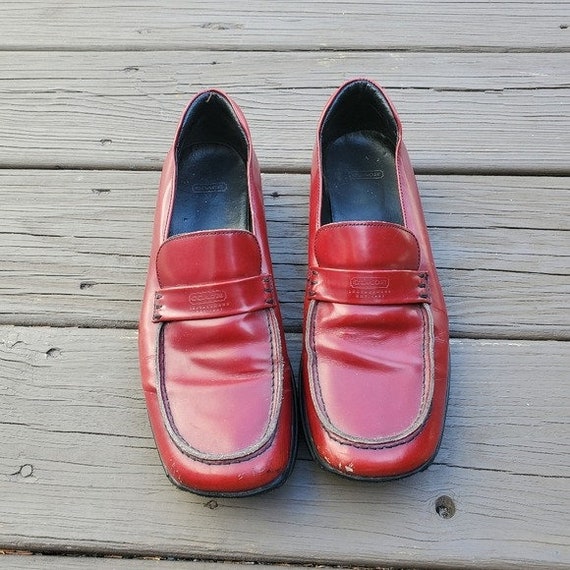 Vintage 90s y2k Coach Leatherwear Red Leather Moc… - image 4