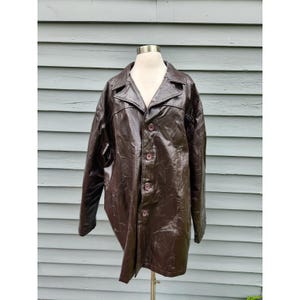 Vintage 90s y2k Patchwork Leather Jacket Brown Button Front Long Sleeve 3XL