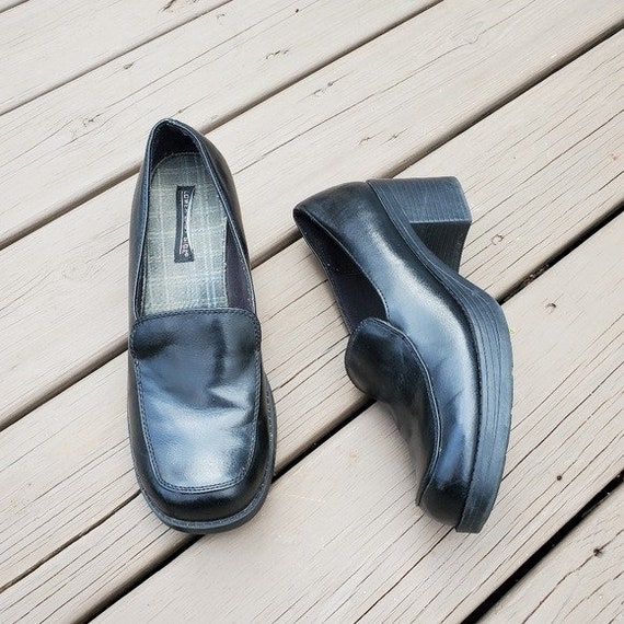 Vintage 90s Y2k Bratz Black Vegan Leather Platform Oxford Chunky