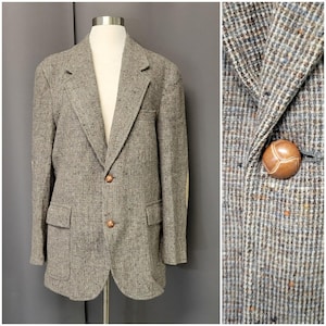 Vintage 80-tals Pendleton-kavaj brun ull, kornkorn, tweed, armbågslappar, USA 42