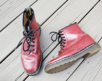 Dr Martens 1460 8 Eye Classic Cherry Red Oxblood Smooth Leather Combat Boots 8