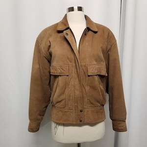 Vintage 90s y2k Adventure Bound Aviator Bomber Insulated Brown Leather Jacket Md