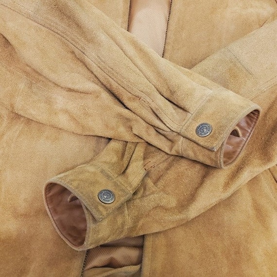 Vintage 90s y2k Camel Tan Suede Leather Grunge Di… - image 6