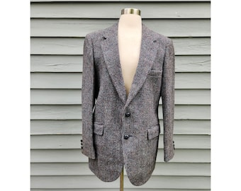 Vintage des années 80 Stafford Harris Tweed Blazer Sport manteau gris bleu rouge laine pour homme 40R
