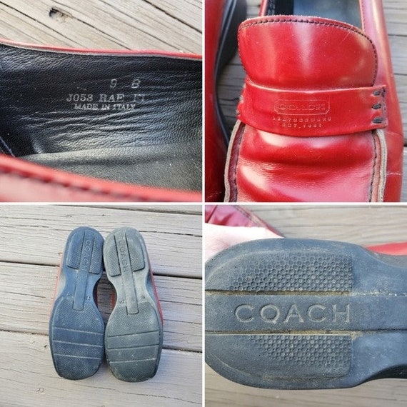 Vintage 90s y2k Coach Leatherwear Red Leather Moc… - image 8