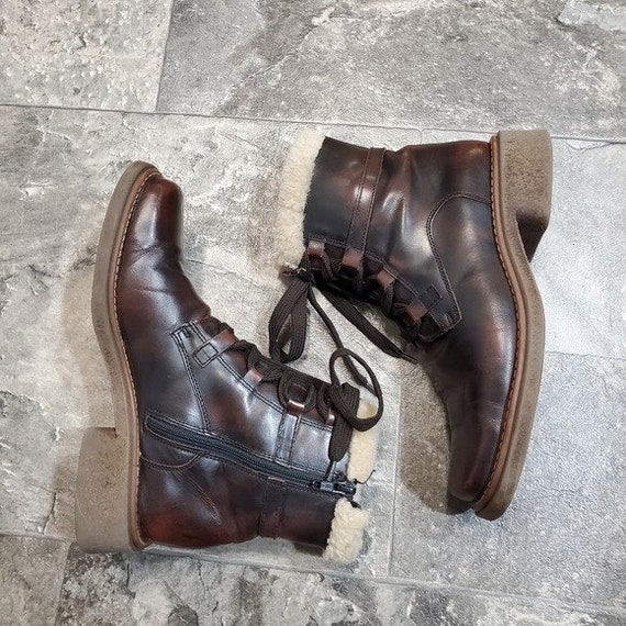 Vintage 90s y2k Bratz Brown Leather Chunky Heel S… - image 3