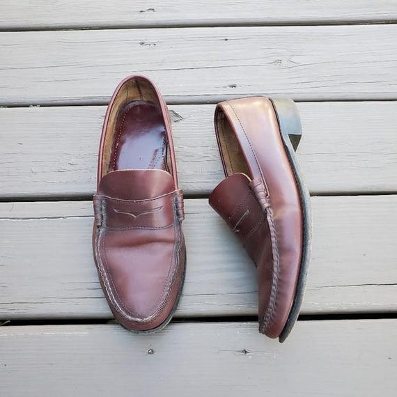 Vintage 90s Y2k Oxblood Burgundy Leather Moc Toe Moccasins Driving