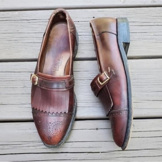 Vintage 80s Allen Edmonds Montague Kiltie Monk Strap Brown 