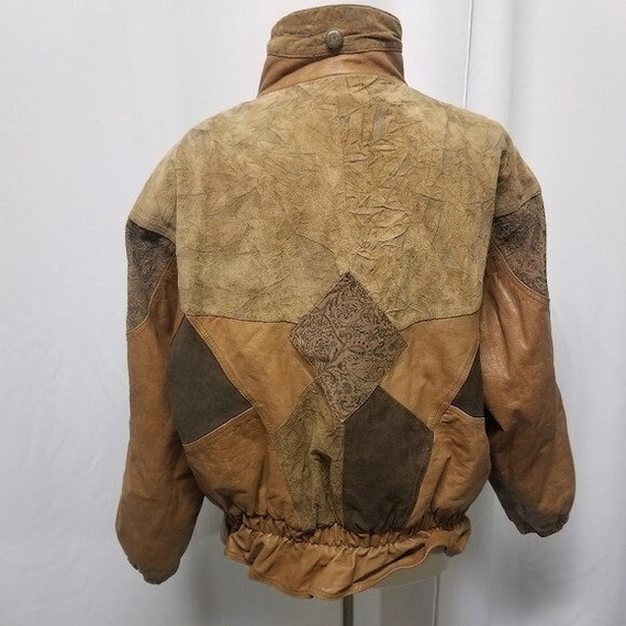 Vintage 80s Retro The Bad Lands Tan Patchwork Bom… - image 2