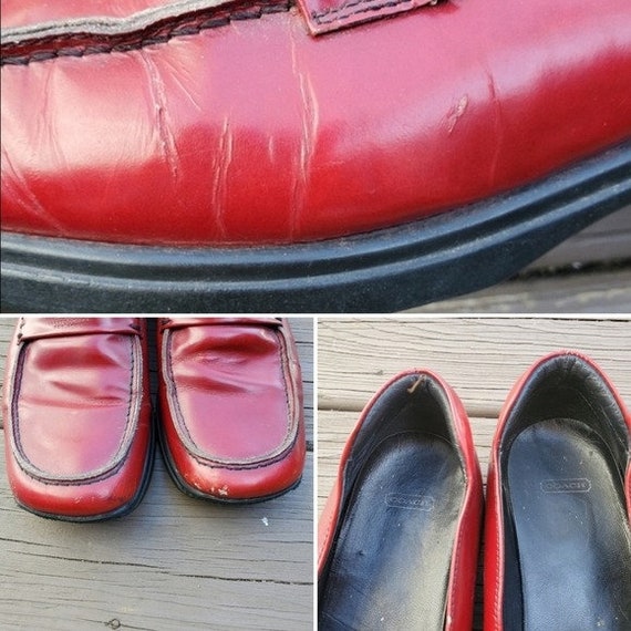 Vintage 90s y2k Coach Leatherwear Red Leather Moc… - image 7