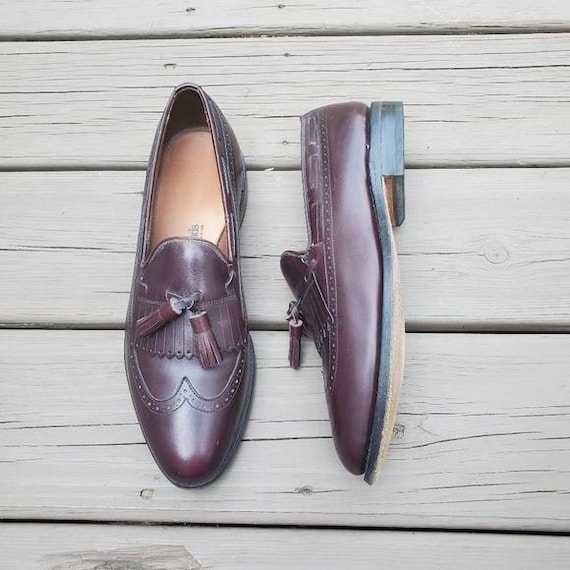 Vintage 80s Allen Edmonds Mansfield Oxblood Leather Kiltie Fringe