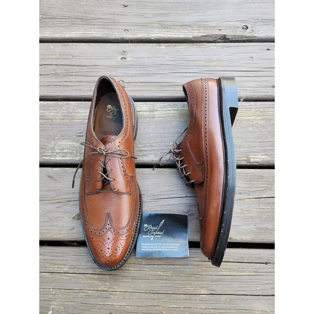 T*K様 USA製 FLORSHEIM ロング ウィングチップ 75919 7. 70s Florsheim Royal Imperial Long Wingtip Shoes Pebble Scotchgrain