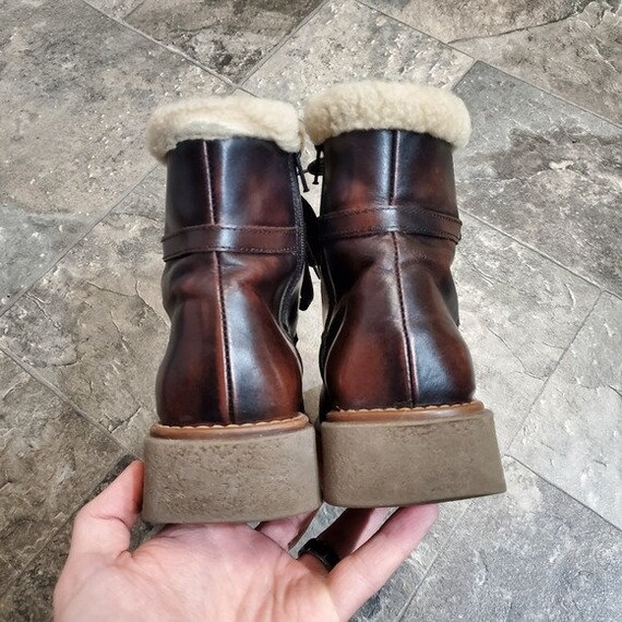 Vintage 90s y2k Bratz Brown Leather Chunky Heel S… - image 5