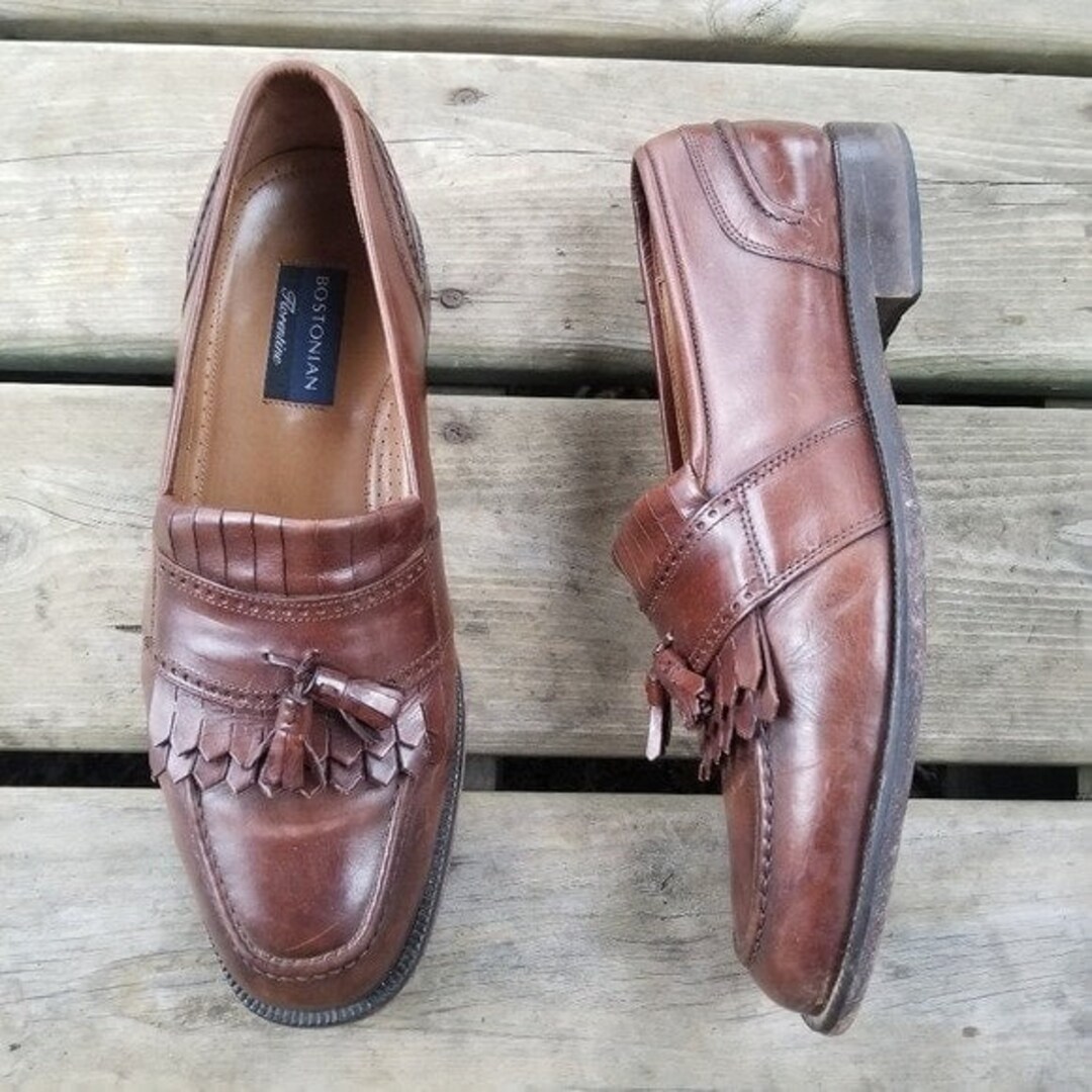Vintage Bostonian Florentino Brown Leather Fringe Tasseled Moc Toe