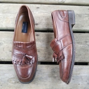 Vintage Bostonian Florentino Brown Leather Fringe Tasseled Moc Toe Loafers 11