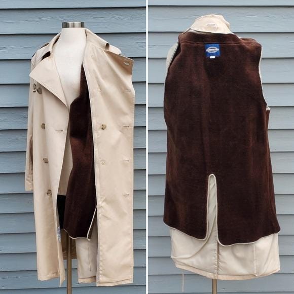 Vintage 80s Towncraft Double Breasted Belted British Khaki Faux