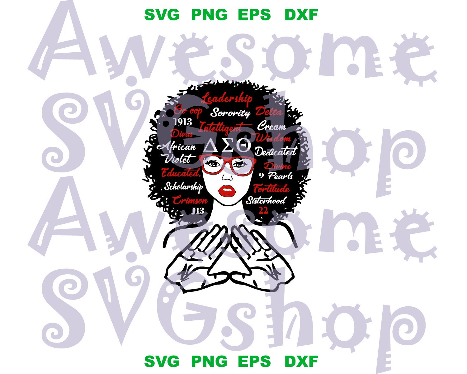 Download Delta Sigma Theta Afro woman SVG Delta Sigma Theta sorority | Etsy