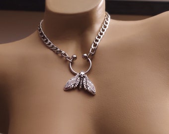 Death head moth skull chain necklace pendant charm piercing goth rock gift Acherontia
