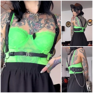 Let's Get Dress Real Leather Adjustable Sammi Harness Belt With Chain image 3