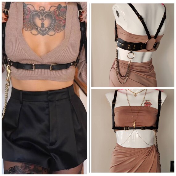 Handmade Genuine Leather Harness Belt High Waist Chest Etsy