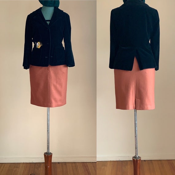80s Melton Wool Mini Pencil Skirt High Waist Skir… - image 7