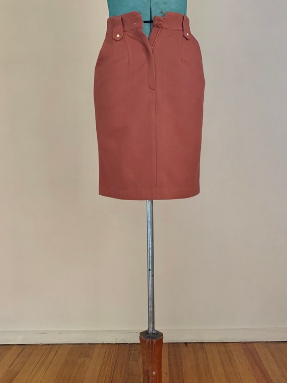 80s Melton Wool Mini Pencil Skirt High Waist Skir… - image 6