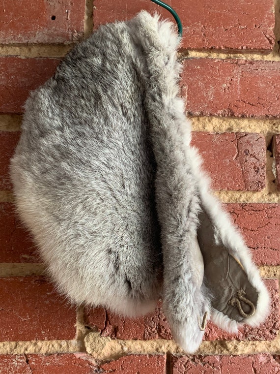 50s 60s Handmade Grey & White Rabbit Fur Hat/Adora