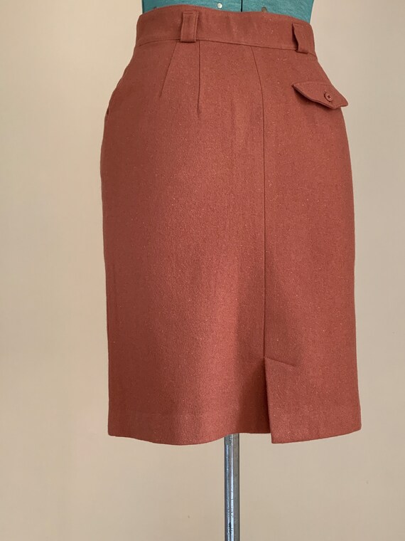 80s Melton Wool Mini Pencil Skirt High Waist Skir… - image 3