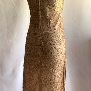Vestido de cóctel de noche a medida/vestido estilo flapper con adornos de lentejuelas y cuentas doradas/vestido formal para ocasiones especiales/talla S