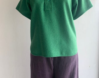 Seltener 60er 70er Waschbar Reiner Wolle Pullover in Vivid Green Made in Australien/Herbst Winter Kurzarm Wolloberteil Outfit Alltagskleidung/S-M