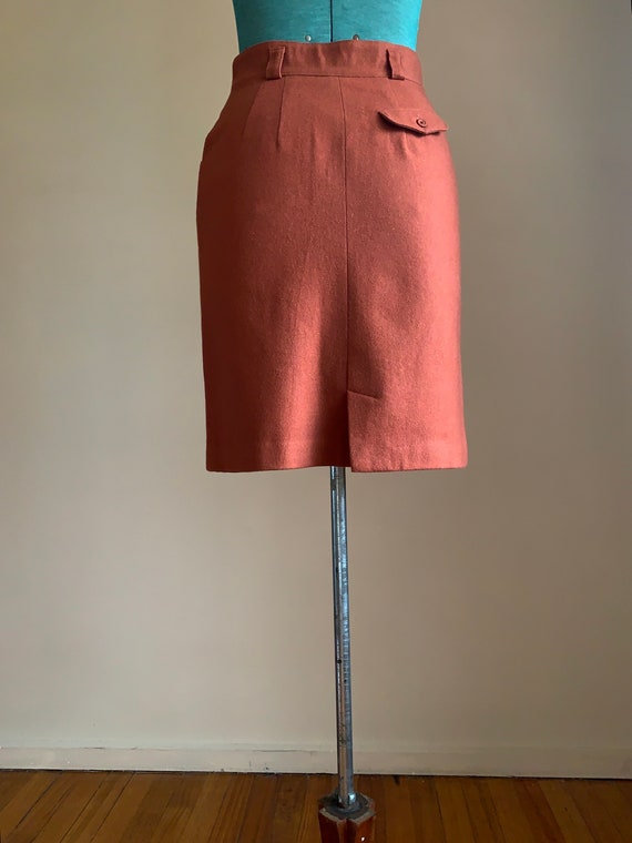 80s Melton Wool Mini Pencil Skirt High Waist Skir… - image 1