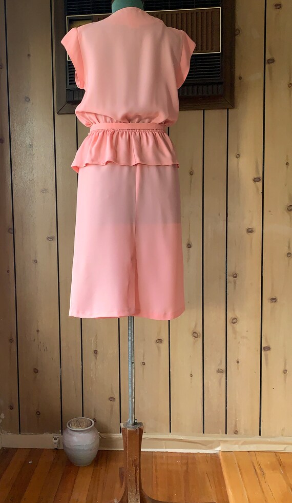 70s Peplum Dress in Light Coral/Cap Sleeves Dress… - image 2