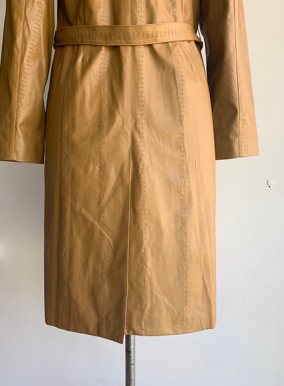 90s Faux Leather Trench Coat Overcoat Jacket/Styl… - image 9