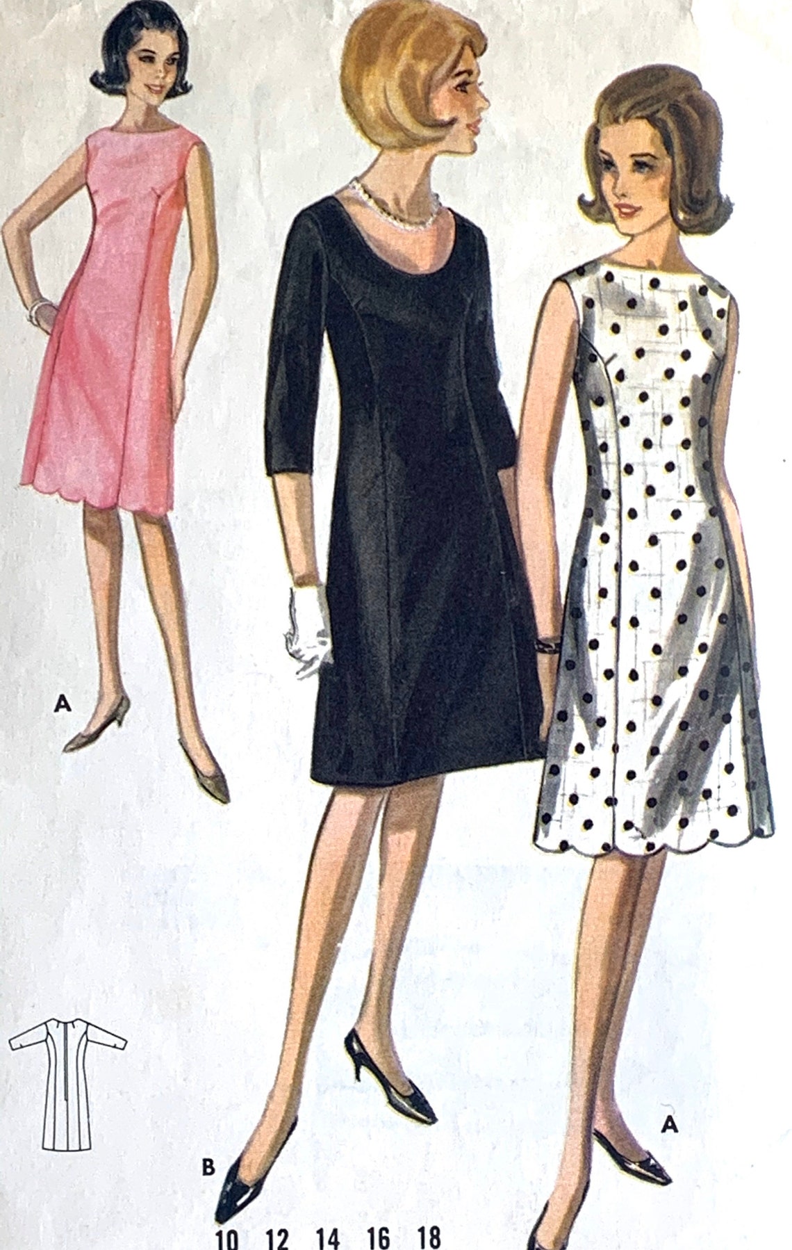 60s Aline Shift Dress Sewing Pattern Butterick 3818/Bust Etsy