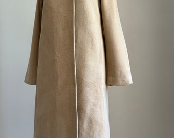 90s Rich Wool Simple Neat Midi Overcoat in Camel Made in Korea/Autumn Winter Daily Outfit/Commute Coat Urban Coat Practical Coat/Size S-M