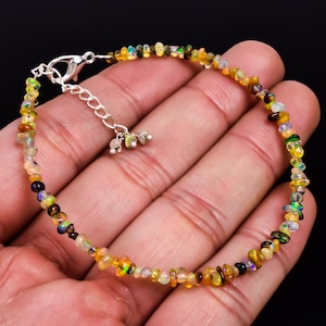 Fire White Ethiopian opal bracelet for women, beaded bracelet, Ethiopian opal bracelet, beads bracelet, Vintage fire opal