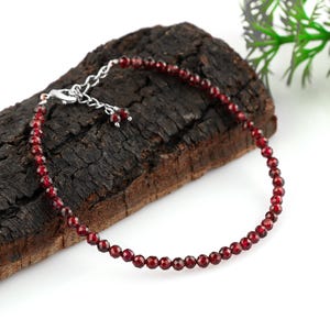 Minimalist Garnet Bracelet - Handcrafted Red Stone Jewelry, Adjustable Gift for Women, Simple Elegant Gemstone Wristband