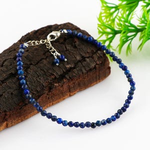 Natural Lapis Bracelet for Women Men Size, Blue Crystal Healing Gemstone Friendship Bracelet, Gift for her, Gift for him, Size: 7+1in