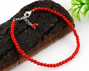 Rote Koralle Armband: Handgemachter Naturstein Boho Schmuck