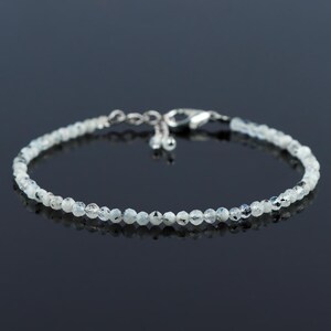 Delicate Moonstone 3mm Minimalist Bracelet ,Natural Stone Dainty Bracelet, Moonstone Crystal Bracelet 7+1 Inch, June Birthstone Gift